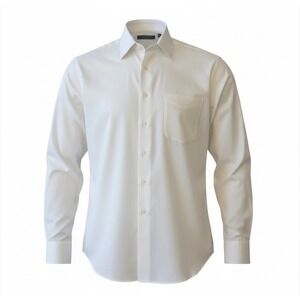 Geoffrey Beene Mens White Cotton Dress Shirt Easy Care Stain  16.5 34/35 Large